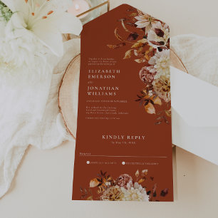 Invitation Tout En Un Mariage Floral Terracotta Tout en un