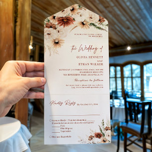 Invitation Tout En Un Mariage floral tonique et intemporel Boho