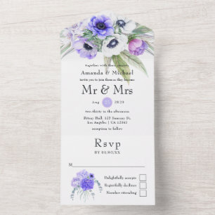 Invitation Tout En Un Mariage Floral Violet Pastel