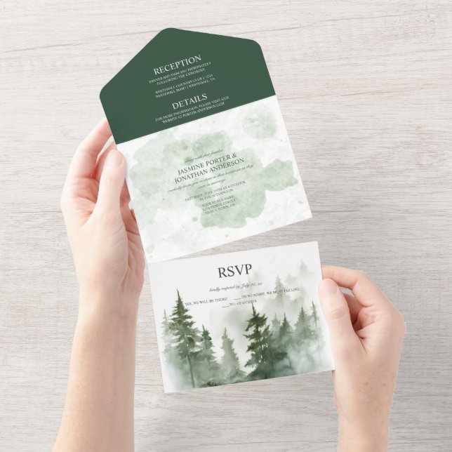 Invitation Tout En Un Mariage forestier Mistic (Déchirure)