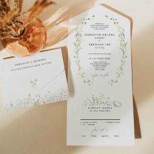 Invitation Tout En Un Mariage Formel Vintage Rustique aux Fleurs Sauvage