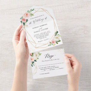 Invitation Tout En Un Mariage géométrique flou (pas de VV nécessaire)