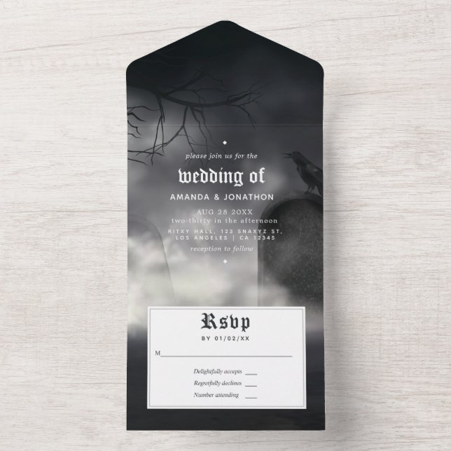 Invitation Tout En Un Mariage gothique d'Halloween (À l'intérieur)