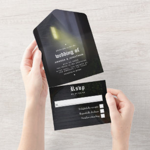 Invitation Tout En Un Mariage gothique d'Halloween tout en une invitatio