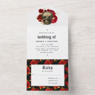 Invitation Tout En Un Mariage gothique floral