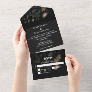 Invitation Tout En Un Mariage gothique romantique foncé