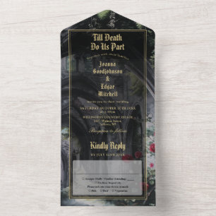 Invitation Tout En Un Mariage gothique ruines roses florales
