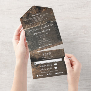 Invitation Tout En Un Mariage Grange Moderne Minimaliste Bois Rustique C