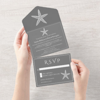 Invitation Tout En Un Mariage Gris Starfish