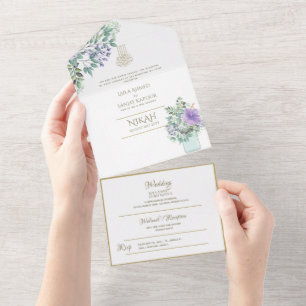 Invitation Tout En Un MARIAGE ISLAMIQUE NIKAH WALLIMAH Or Floral Tout In