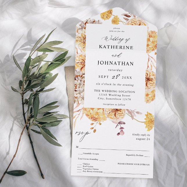 Invitation Tout En Un Mariage jaune doré (Créateur téléchargé)