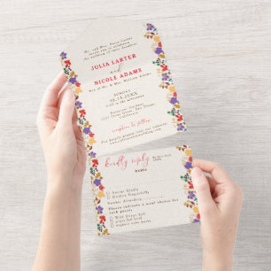 Invitation Tout En Un Mariage Jaune Moutarde Violet Fleur de Prairie