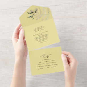 Invitation Tout En Un Mariage Jaune Pampas Beige