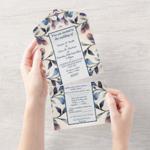 Invitation tout en un mariage - Lilac Foliage Flor