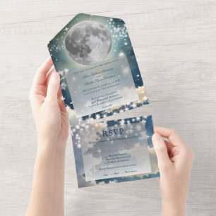 Invitation Tout En Un Mariage lunaire de nuit
