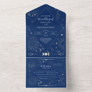 Invitation Tout En Un mariage lune soleil étoiles constellations