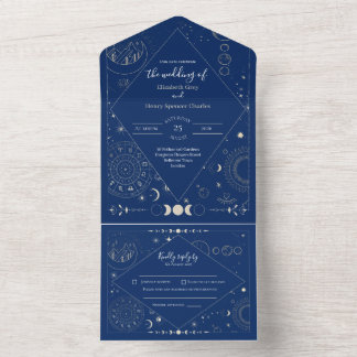 Invitation Tout En Un mariage lune soleil étoiles constellations