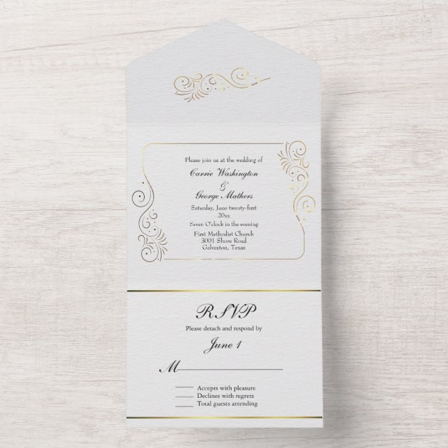 Invitation Tout En Un Mariage luxueux et sophistiqué (À l'intérieur)