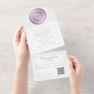 Invitation Tout En Un Mariage Mandala à Dentelle Rose