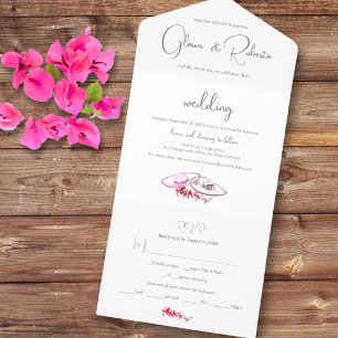 Invitation Tout En Un Mariage mexicain simple Hacienda Boho Fleurs