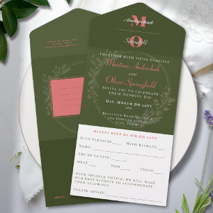 Invitation Tout En Un Mariage minimaliste classique vert olive