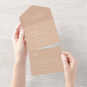 Invitation Tout En Un Mariage Minimaliste Élégant Teint de Rose Déchiré