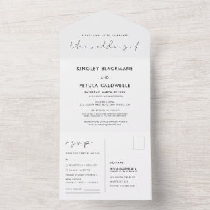 Invitation Tout En Un Mariage minimaliste manuscrit