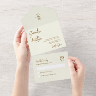 Invitation Tout En Un Mariage minimaliste moderne simple en ivoire