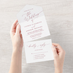 Invitation Tout En Un Mariage minimaliste rouge