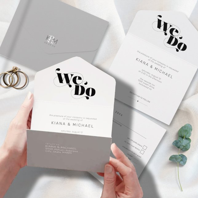 Invitation Tout En Un Mariage moderne décoratif ID887 (Créateur téléchargé)