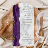 Mariage moderne en marbre doré violet