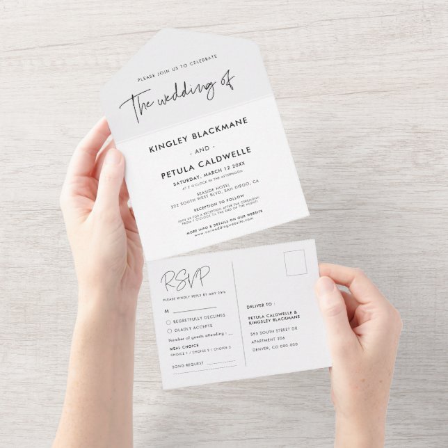 Invitation Tout En Un Mariage moderne minimaliste (Déchirure)