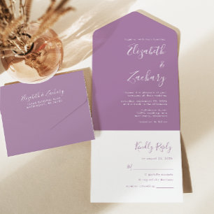 Invitation Tout En Un Mariage Moderne Minimaliste Mauve