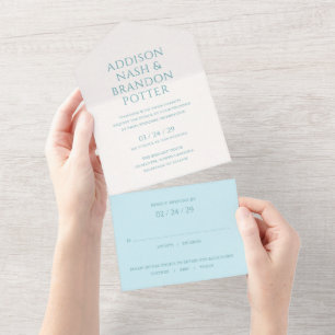 Invitation Tout En Un Mariage Moderne Turquoise Élégant