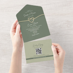 Invitation Tout En Un Mariage Moderne Vert Olive