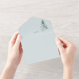 Invitation Tout En Un Mariage Monogramme Bois Aquarelle