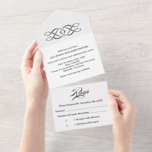 Invitation Tout En Un Mariage Nœud Celtique Noir Blanc