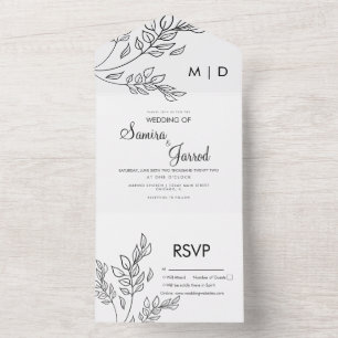 Invitation Tout En Un Mariage noir blanc brun