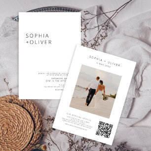 Invitation Tout-en-un Mariage noir et blanc moderne