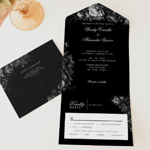 Invitation Tout En Un Mariage noir gothique classique