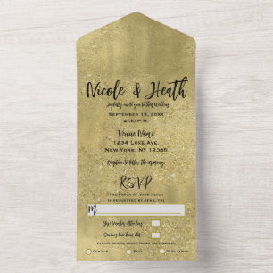 Invitation Tout En Un Mariage Paillettes Dorées Tout En Un Glamour