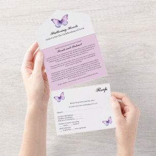 Invitation Tout En Un Mariage Papillon Violet