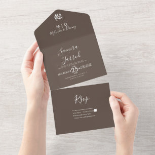 Invitation Tout En Un Mariage Papillons Marron Terreux   