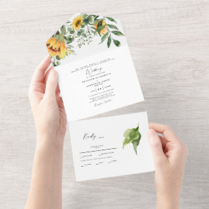 Invitation Tout En Un Mariage Parents de la Mariée Botanique Tournesol 