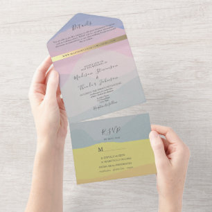Invitation Tout En Un Mariage Photo Bohème Moderne Coloré