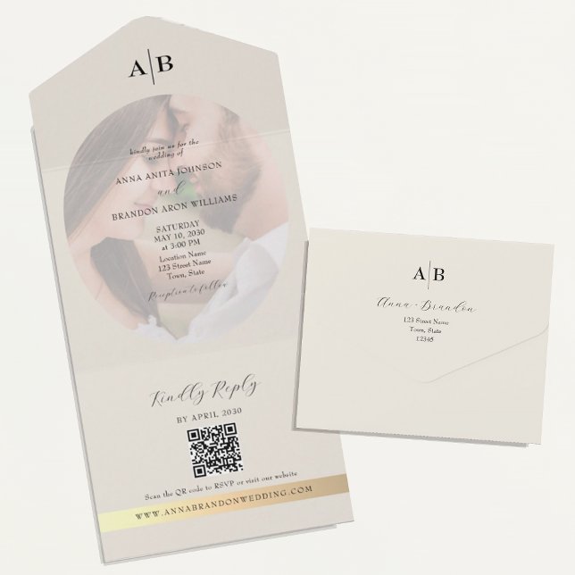 Invitation Tout En Un Mariage Photo d'Ivoire (Créateur téléchargé)