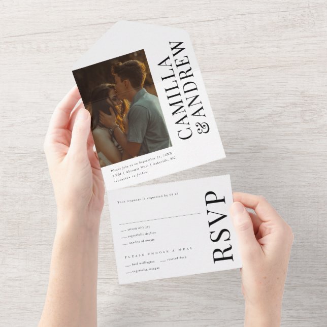 Invitation Tout En Un Mariage photo moderne élégant (Déchirure)