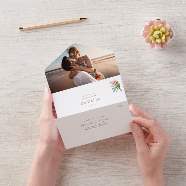 Invitation Tout En Un Mariage photo Plage Paradise RSVP (Vidéo)