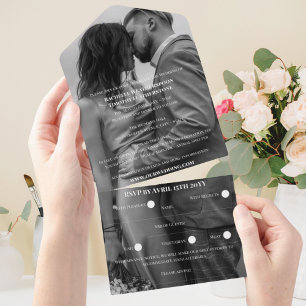 Invitation Tout En Un Mariage photo romantique noir et blanc