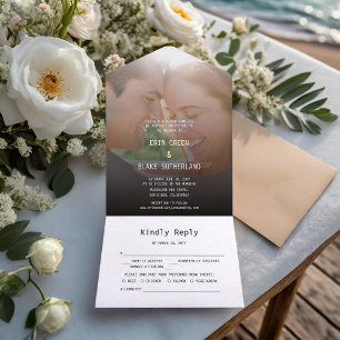 Invitation Tout En Un Mariage photo simple et doux